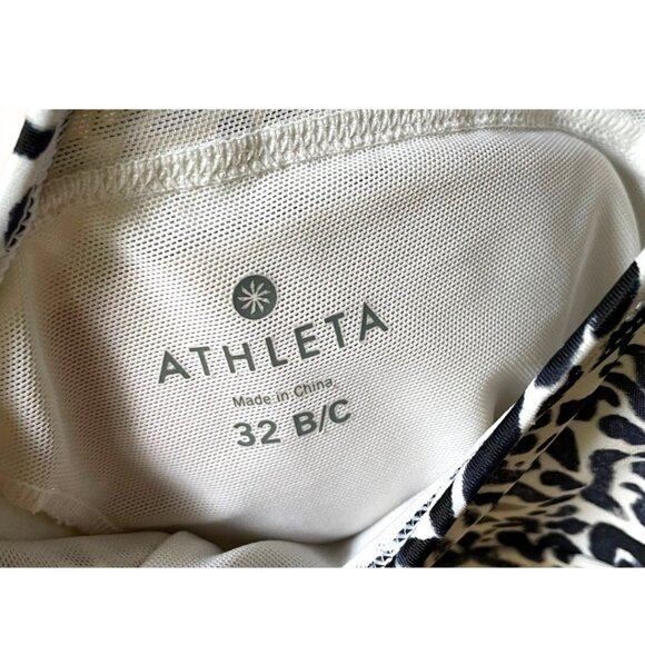 Athleta Size 32 B/C White Blue Black Zimbabwe Padded Leopard Print Swim Dress - Picture 5 of 7